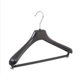 Mantelhanger - Kostuumhanger - Jassenhanger - Volwassenen - LX39 - 50 Stuks - Kunststof - Zwart - Gebogen Model - Schouderverbreding 4,2 cm - Broeklat - 39 cm - Kledinghanger - Kleerhanger - LX-Serie