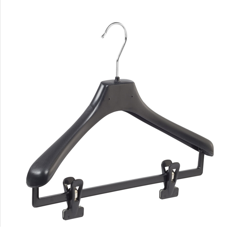 Mantelhanger - Kostuumhanger - Jassenhanger - Volwassenen - LX39 - 30 Stuks - Kunststof - Zwart - Gebogen Model - Schouderverbreding 4,2 cm - Anti-slip Knijpers - 39 cm - Kledinghanger - Kleerhanger - LX-Serie