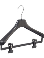 Mantelhanger - Kostuumhanger - Jassenhanger - Volwassenen - LX39 - 40 Stuks - Kunststof - Zwart - Gebogen Model - Schouderverbreding 4,2 cm - Anti-slip Knijpers - 39 cm - Kledinghanger - Kleerhanger - LX-Serie