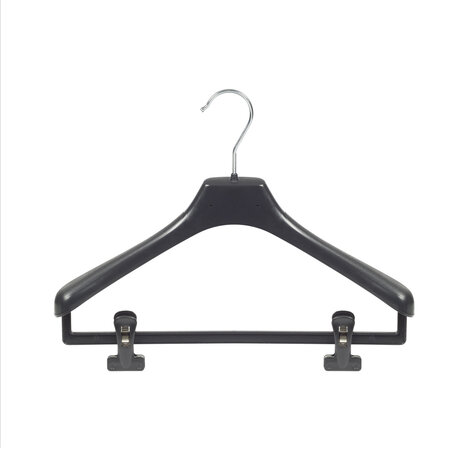 Mantelhanger - Kostuumhanger - Jassenhanger - Volwassenen - LX39 - 40 Stuks - Kunststof - Zwart - Gebogen Model - Schouderverbreding 4,2 cm - Anti-slip Knijpers - 39 cm - Kledinghanger - Kleerhanger - LX-Serie