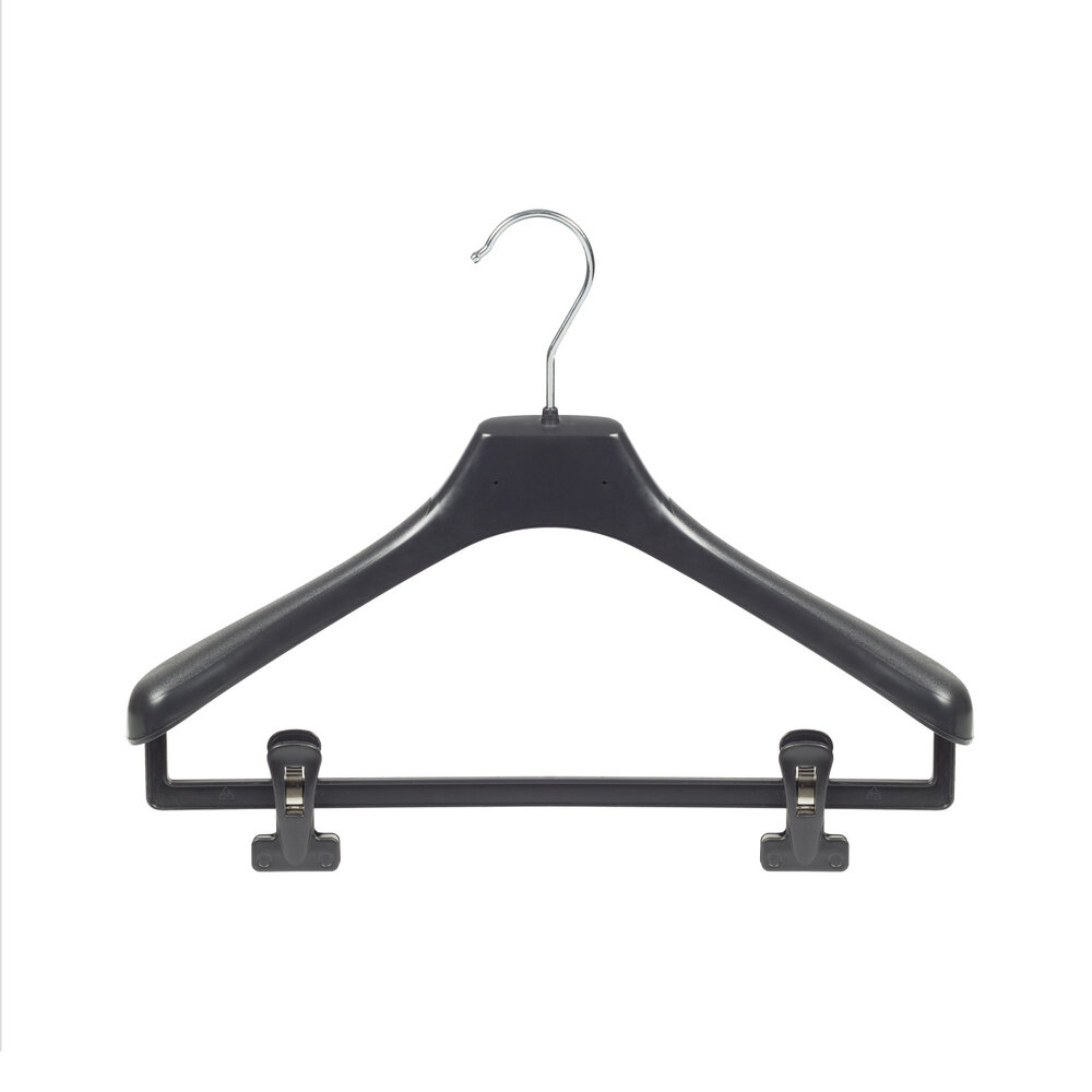 Mantelhanger - Kostuumhanger - Jassenhanger - Volwassenen - LX39 - 50 Stuks - Kunststof - Zwart - Gebogen Model - Schouderverbreding 4,2 cm - Anti-slip Knijpers - 39 cm - Kledinghanger - Kleerhanger - LX-Serie