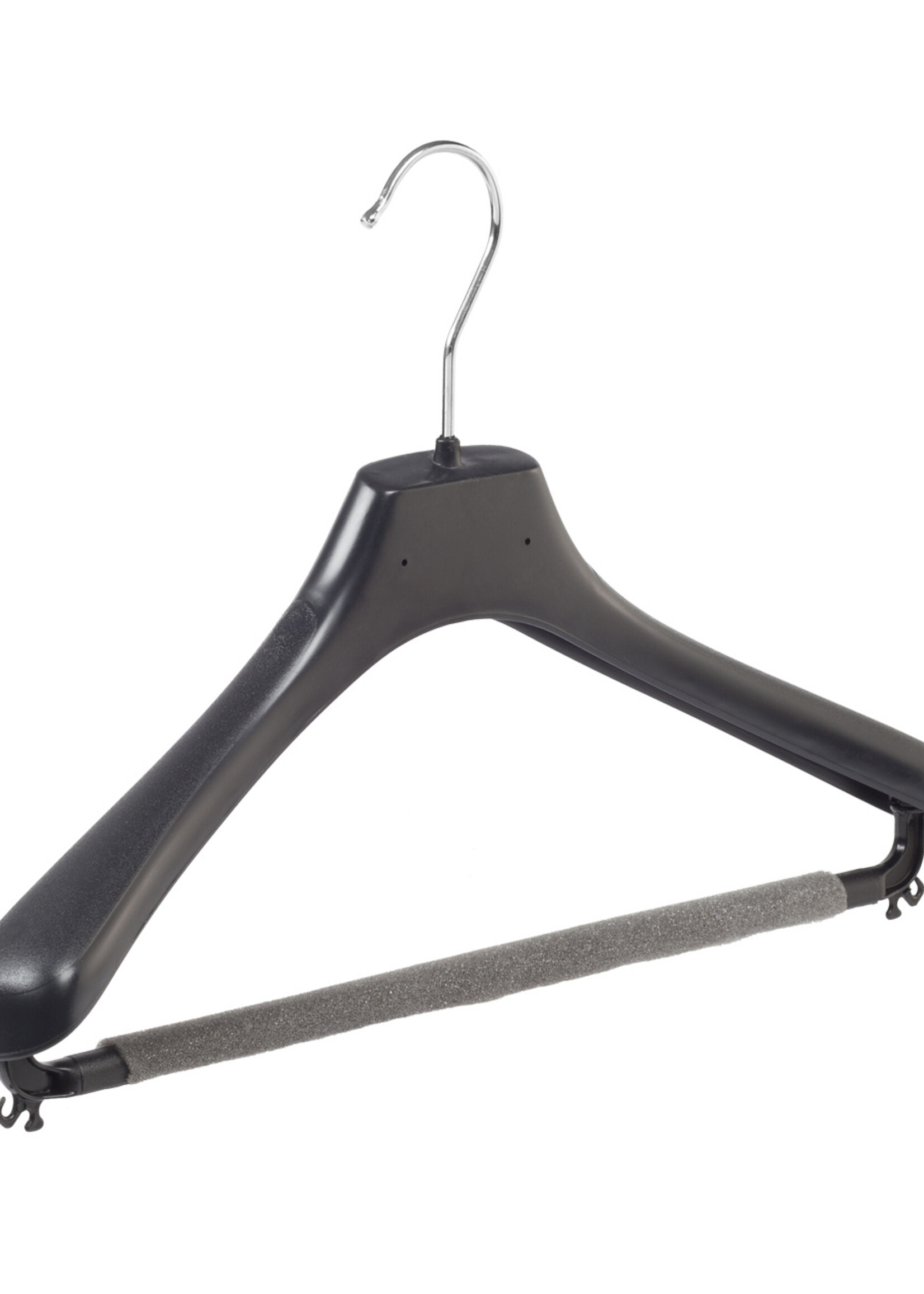 Mantelhanger - Kostuumhanger - Jassenhanger - Volwassenen - LX39 - 40 Stuks - Kunststof - Zwart - Gebogen Model - Schouderverbreding 4,2 cm - Broeklat met Schuim - 39 cm - Kledinghanger - Kleerhanger - LX-Serie