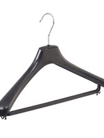 Mantelhanger - Kostuumhanger - Jassenhanger - Volwassenen - LX42 - 10 Stuks - Kunststof - Zwart - Gebogen Model - Schouderverbreding 4,2 cm - Broeklat - 42 cm - Kledinghanger - Kleerhanger - LX-Serie