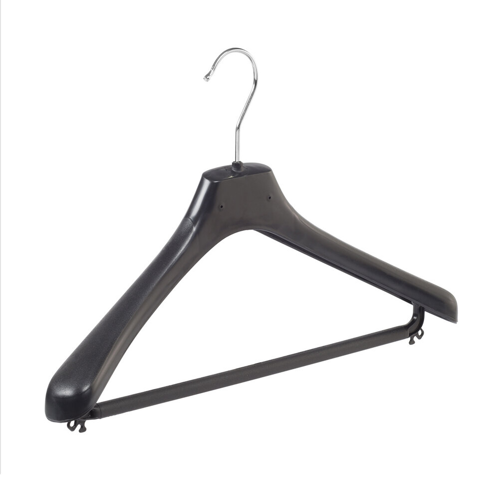 Mantelhanger - Kostuumhanger - Jassenhanger - Volwassenen - LX42 - 20 Stuks - Kunststof - Zwart - Gebogen Model - Schouderverbreding 4,2 cm - Broeklat - 42 cm - Kledinghanger - Kleerhanger - LX-Serie
