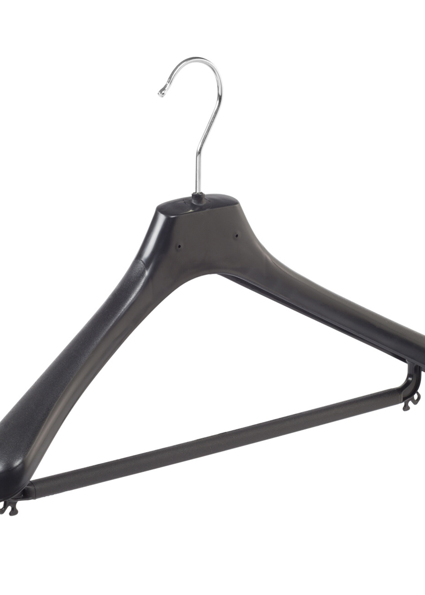 Mantelhanger - Kostuumhanger - Jassenhanger - Volwassenen - LX42 - 20 Stuks - Kunststof - Zwart - Gebogen Model - Schouderverbreding 4,2 cm - Broeklat - 42 cm - Kledinghanger - Kleerhanger - LX-Serie