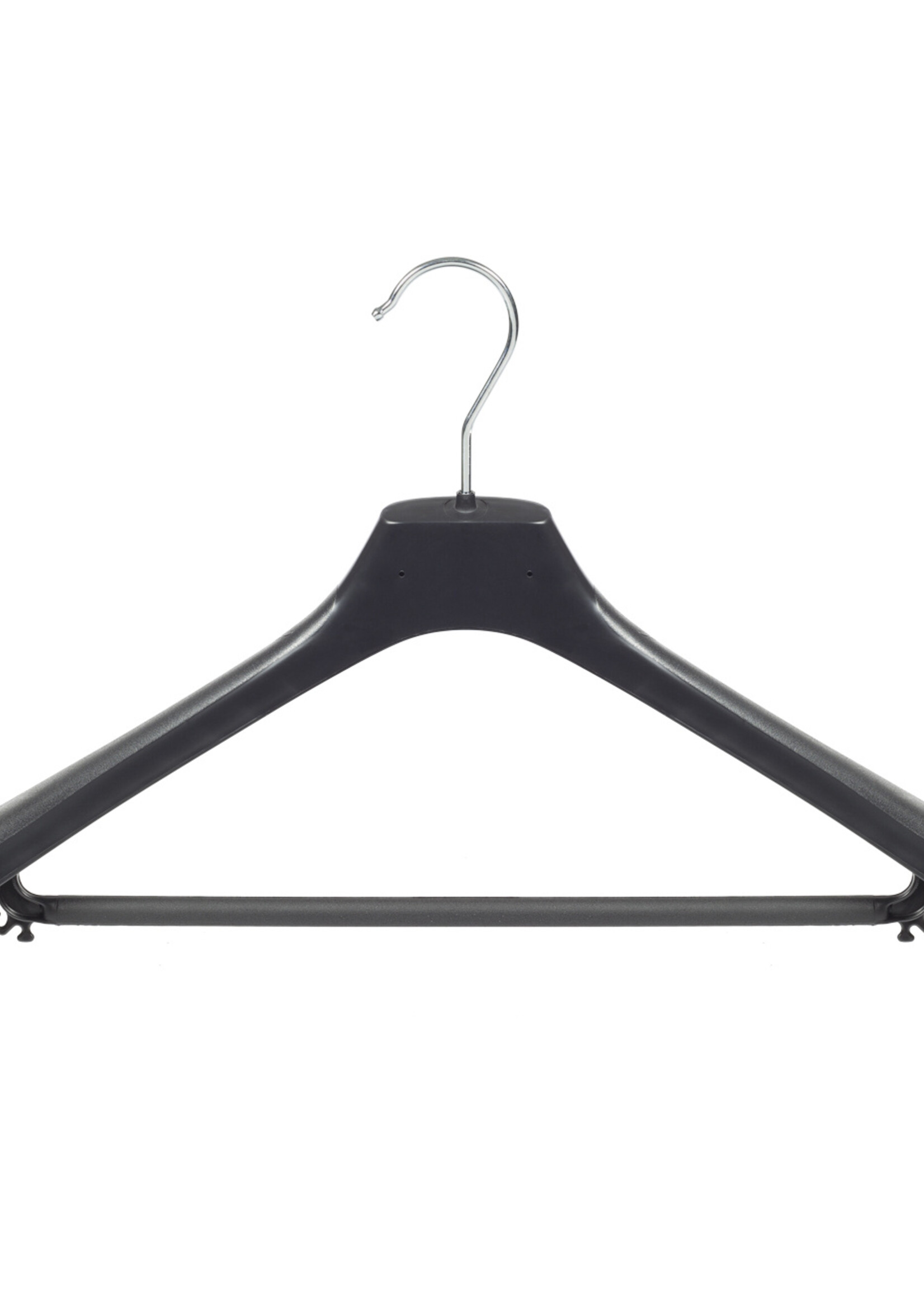 Mantelhanger - Kostuumhanger - Jassenhanger - Volwassenen - LX42 - 20 Stuks - Kunststof - Zwart - Gebogen Model - Schouderverbreding 4,2 cm - Broeklat - 42 cm - Kledinghanger - Kleerhanger - LX-Serie