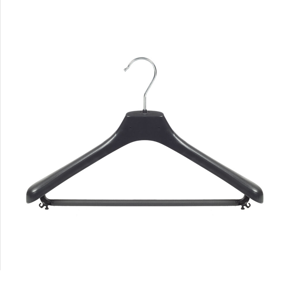 Mantelhanger - Kostuumhanger - Jassenhanger - Volwassenen - LX42 - 50 Stuks - Kunststof - Zwart - Gebogen Model - Schouderverbreding 4,2 cm - Broeklat - 42 cm - Kledinghanger - Kleerhanger - LX-Serie