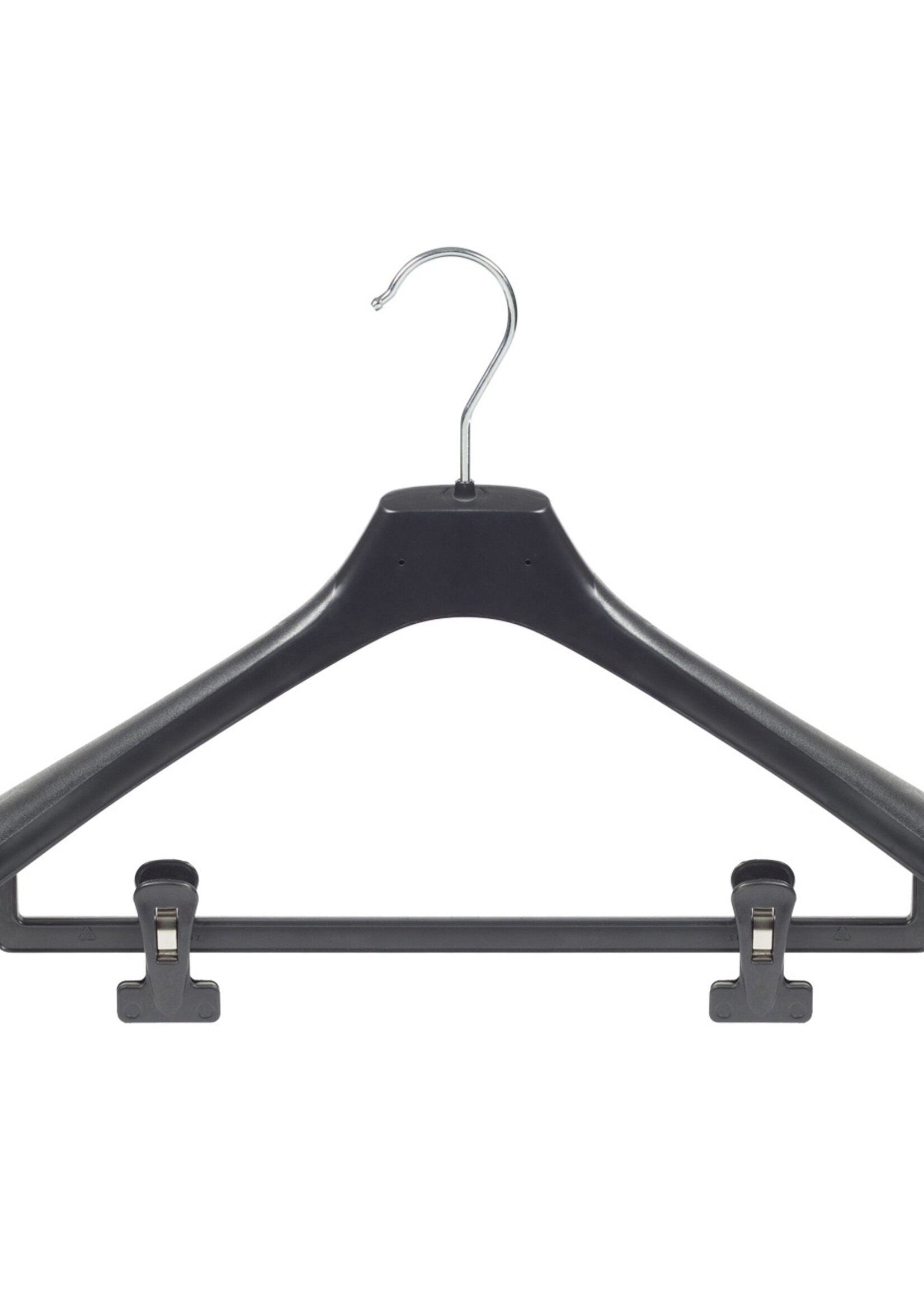 Mantelhanger - Kostuumhanger - Jassenhanger - Volwassenen - LX42 - 20 Stuks - Kunststof - Zwart - Gebogen Model - Schouderverbreding 4,2 cm - Anti-slip Knijpers - 42 cm - Kledinghanger - Kleerhanger - LX-Serie
