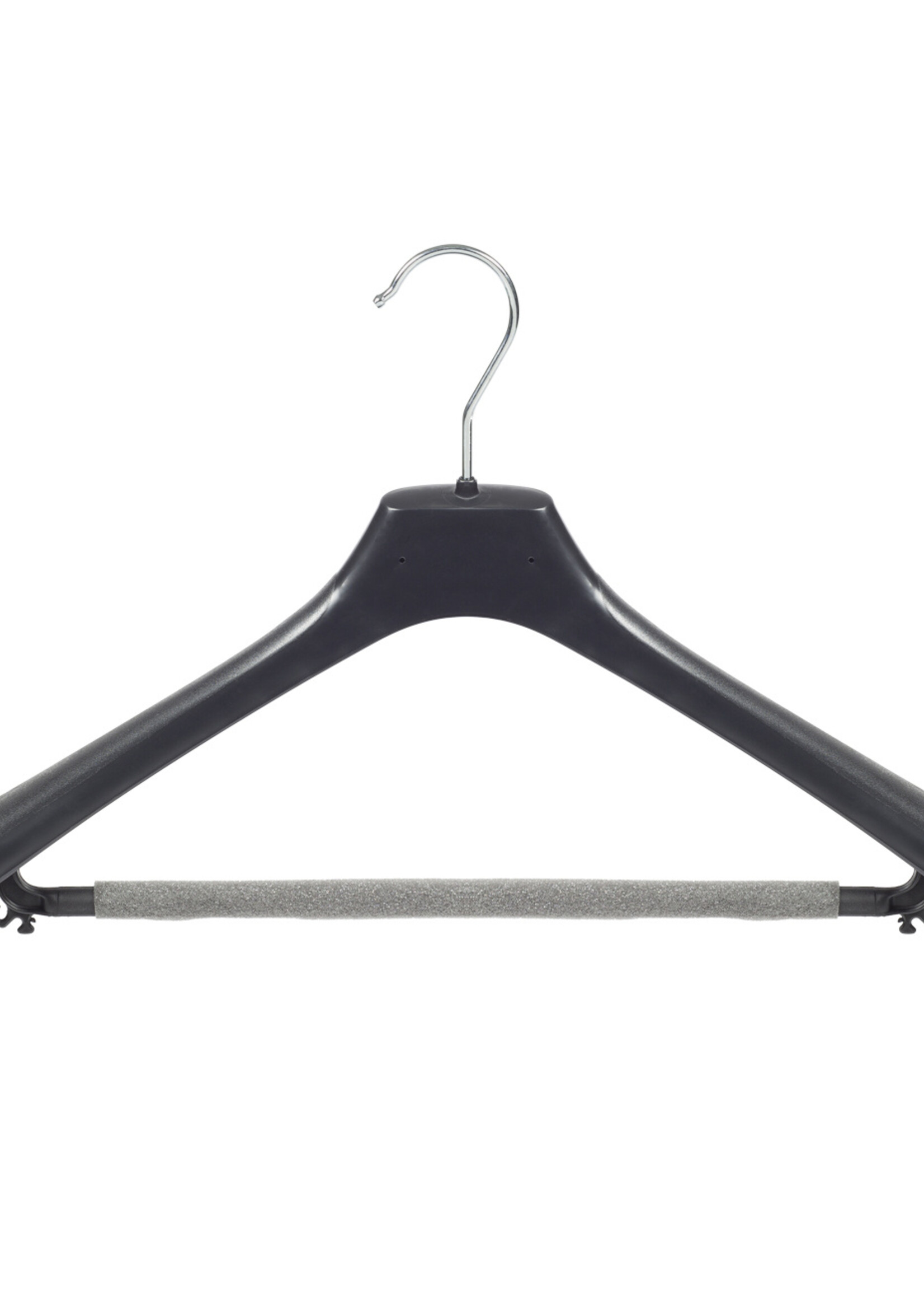 Mantelhanger - Kostuumhanger - Jassenhanger - Volwassenen - LX42 - 30 Stuks - Kunststof - Zwart - Gebogen Model - Schouderverbreding 4,2 cm - Broeklat met Schuim - 42 cm - Kledinghanger - Kleerhanger - LX-Serie