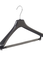 Mantelhanger - Kostuumhanger - Jassenhanger - Volwassenen - LX42 - 50 Stuks - Kunststof - Zwart - Gebogen Model - Schouderverbreding 4,2 cm - Broeklat met Schuim - 42 cm - Kledinghanger - Kleerhanger - LX-Serie