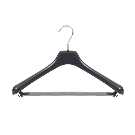 Mantelhanger - Kostuumhanger - Jassenhanger - Volwassenen - LX42 - 50 Stuks - Kunststof - Zwart - Gebogen Model - Schouderverbreding 4,2 cm - Broeklat met Schuim - 42 cm - Kledinghanger - Kleerhanger - LX-Serie