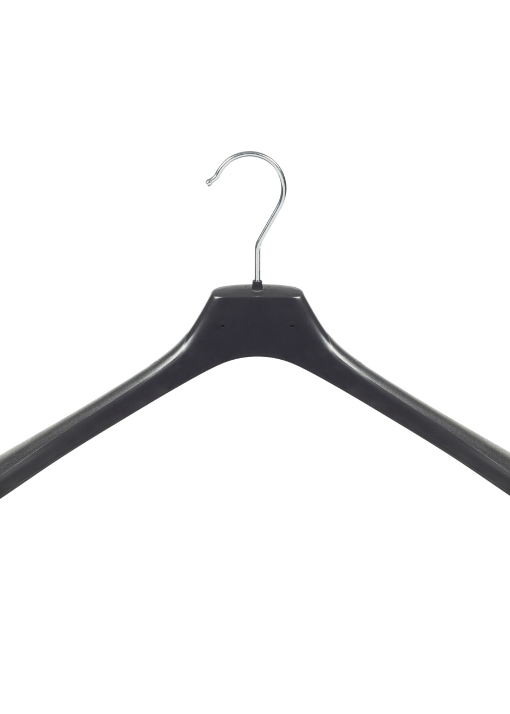 Mantelhanger - Kostuumhanger - Jassenhanger - Volwassenen - LX42 - 10 Stuks - Kunststof - Zwart - Gebogen Model - Schouderverbreding 4,2 cm - 42 cm - Kledinghanger - Kleerhanger - LX-Serie