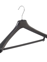 Mantelhanger - Kostuumhanger - Jassenhanger - Volwassenen - LX45 - 50 Stuks - Kunststof - Zwart - Gebogen Model - Schouderverbreding 4,2 cm - Broeklat - 45 cm - Kledinghanger - Kleerhanger - LX-Serie