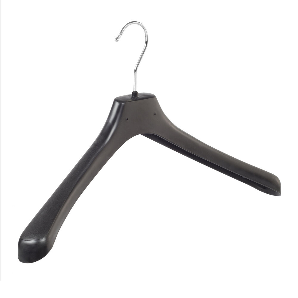 Mantelhanger - Kostuumhanger - Jassenhanger - Volwassenen - LX45 - 10 Stuks - Kunststof - Zwart - Gebogen Model - Schouderverbreding 4,2 cm - 45 cm - Kledinghanger - Kleerhanger - LX-Serie