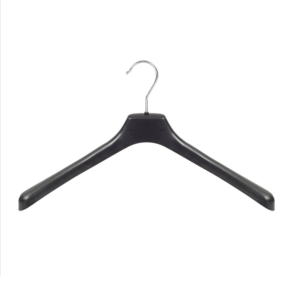 Mantelhanger - Kostuumhanger - Jassenhanger - Volwassenen - LX45 - 20 Stuks - Kunststof - Zwart - Gebogen Model - Schouderverbreding 4,2 cm - 45 cm - Kledinghanger - Kleerhanger - LX-Serie