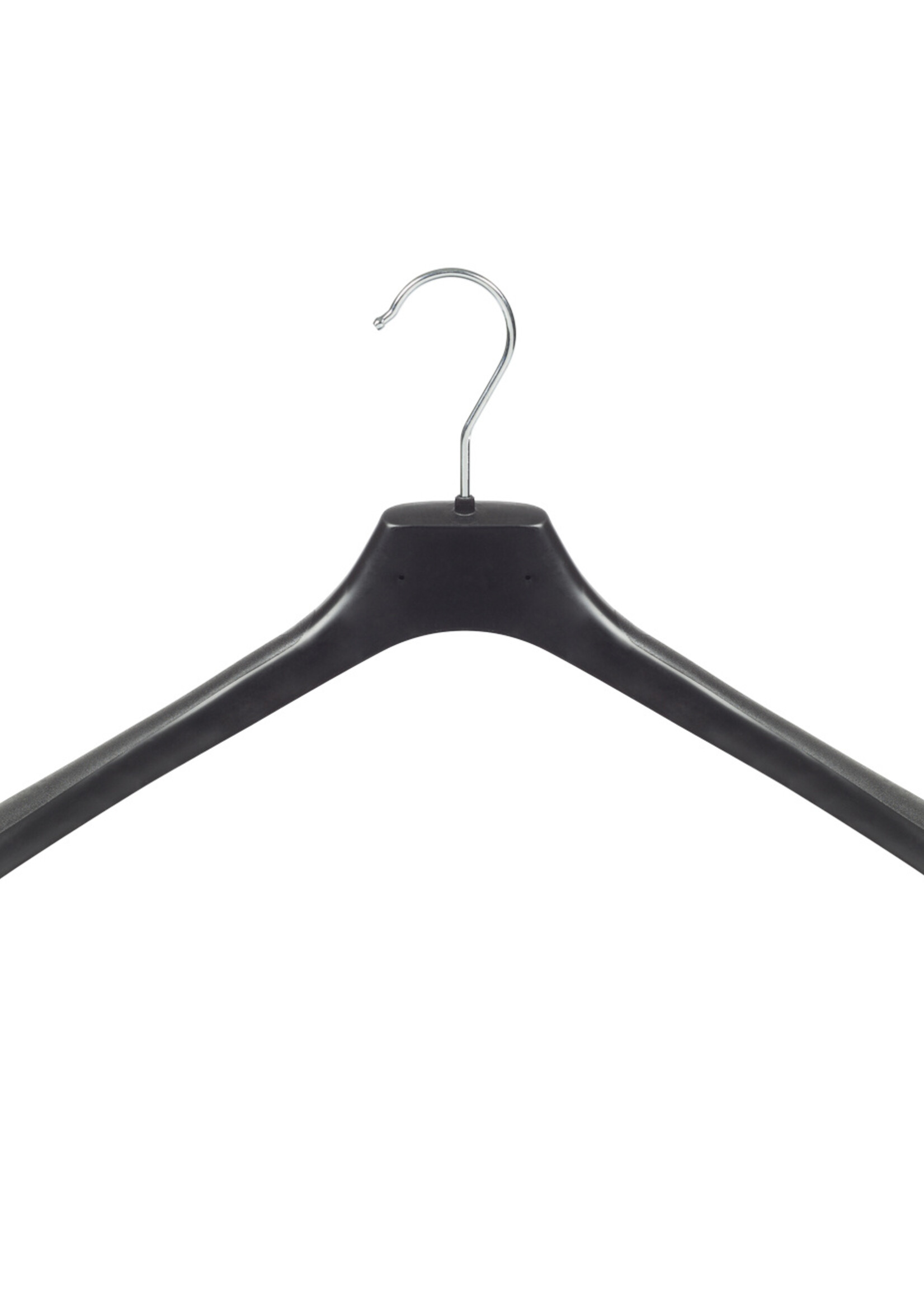 Mantelhanger - Kostuumhanger - Jassenhanger - Volwassenen - LX45 - 20 Stuks - Kunststof - Zwart - Gebogen Model - Schouderverbreding 4,2 cm - 45 cm - Kledinghanger - Kleerhanger - LX-Serie