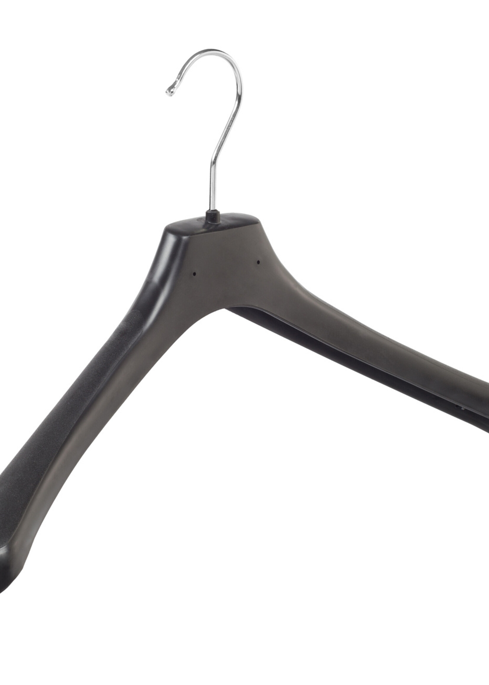Mantelhanger - Kostuumhanger - Jassenhanger - Volwassenen - LX45 - 50 Stuks - Kunststof - Zwart - Gebogen Model - Schouderverbreding 4,2 cm - 45 cm - Kledinghanger - Kleerhanger - LX-Serie