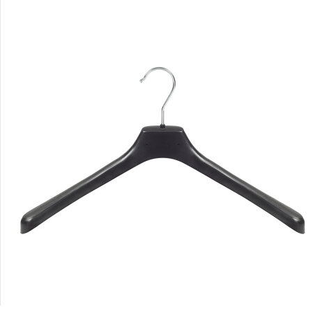 Mantelhanger - Kostuumhanger - Jassenhanger - Volwassenen - LX45 - 50 Stuks - Kunststof - Zwart - Gebogen Model - Schouderverbreding 4,2 cm - 45 cm - Kledinghanger - Kleerhanger - LX-Serie