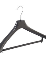 Mantelhanger - Kostuumhanger - Jassenhanger - Volwassenen - LX50 - 10 Stuks - Kunststof - Zwart - Gebogen Model - Schouderverbreding 4,2 cm - Broeklat - 50 cm - Kledinghanger - Kleerhanger - LX-Serie