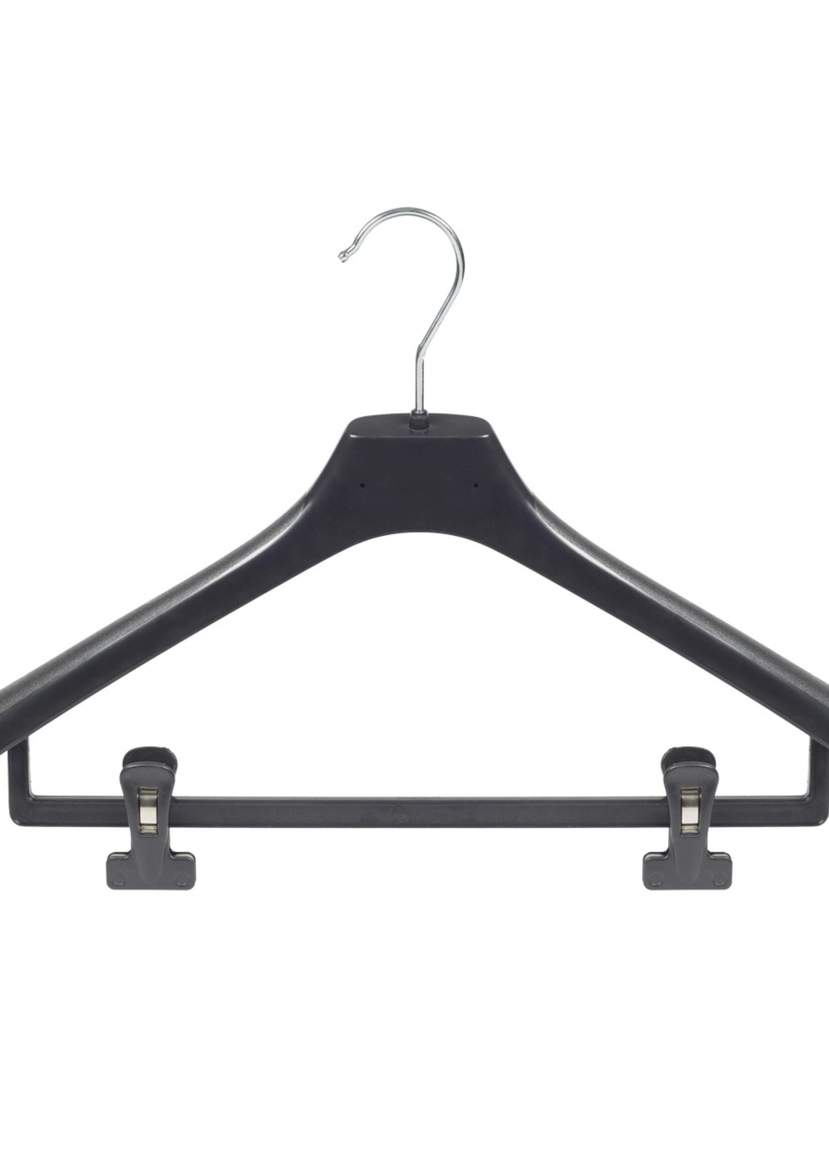 Mantelhanger - Kostuumhanger - Jassenhanger - Volwassenen - LX50 - 20 Stuks - Kunststof - Zwart - Gebogen Model - Schouderverbreding 4,2 cm - Anti-slip Knijpers - 50 cm - Kledinghanger - Kleerhanger - LX-Serie