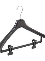 Mantelhanger - Kostuumhanger - Jassenhanger - Volwassenen - LX50 - 40 Stuks - Kunststof - Zwart - Gebogen Model - Schouderverbreding 4,2 cm - Anti-slip Knijpers - 50 cm - Kledinghanger - Kleerhanger - LX-Serie