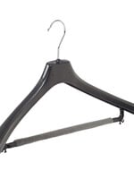 Mantelhanger - Kostuumhanger - Jassenhanger - Volwassenen - LX50 - 30 Stuks - Kunststof - Zwart - Gebogen Model - Schouderverbreding 4,2 cm - Broeklat met Schuim - 50 cm - Kledinghanger - Kleerhanger - LX-Serie
