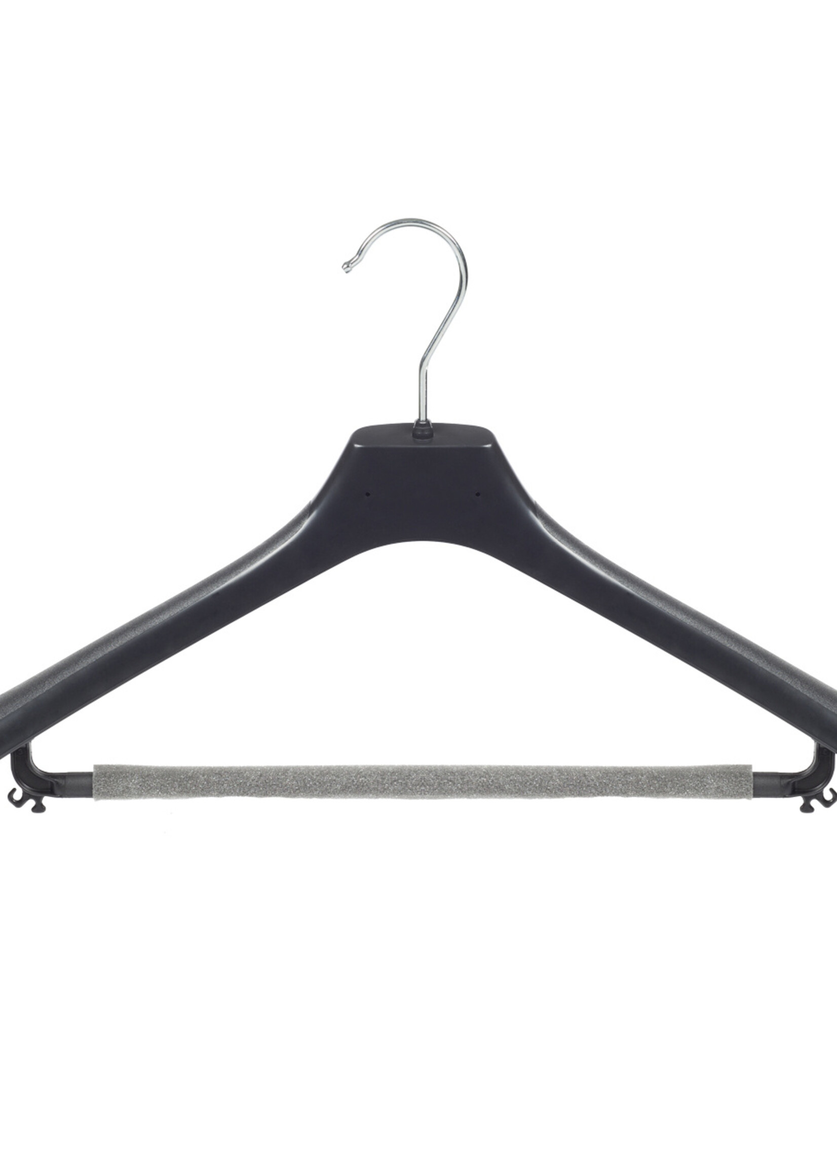 Mantelhanger - Kostuumhanger - Jassenhanger - Volwassenen - LX50 - 30 Stuks - Kunststof - Zwart - Gebogen Model - Schouderverbreding 4,2 cm - Broeklat met Schuim - 50 cm - Kledinghanger - Kleerhanger - LX-Serie