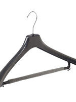 Mantelhanger - Kostuumhanger - Jassenhanger - Volwassenen - LX50 - 40 Stuks - Kunststof - Zwart - Gebogen Model - Schouderverbreding 4,2 cm - Broeklat met Schuim - 50 cm - Kledinghanger - Kleerhanger - LX-Serie