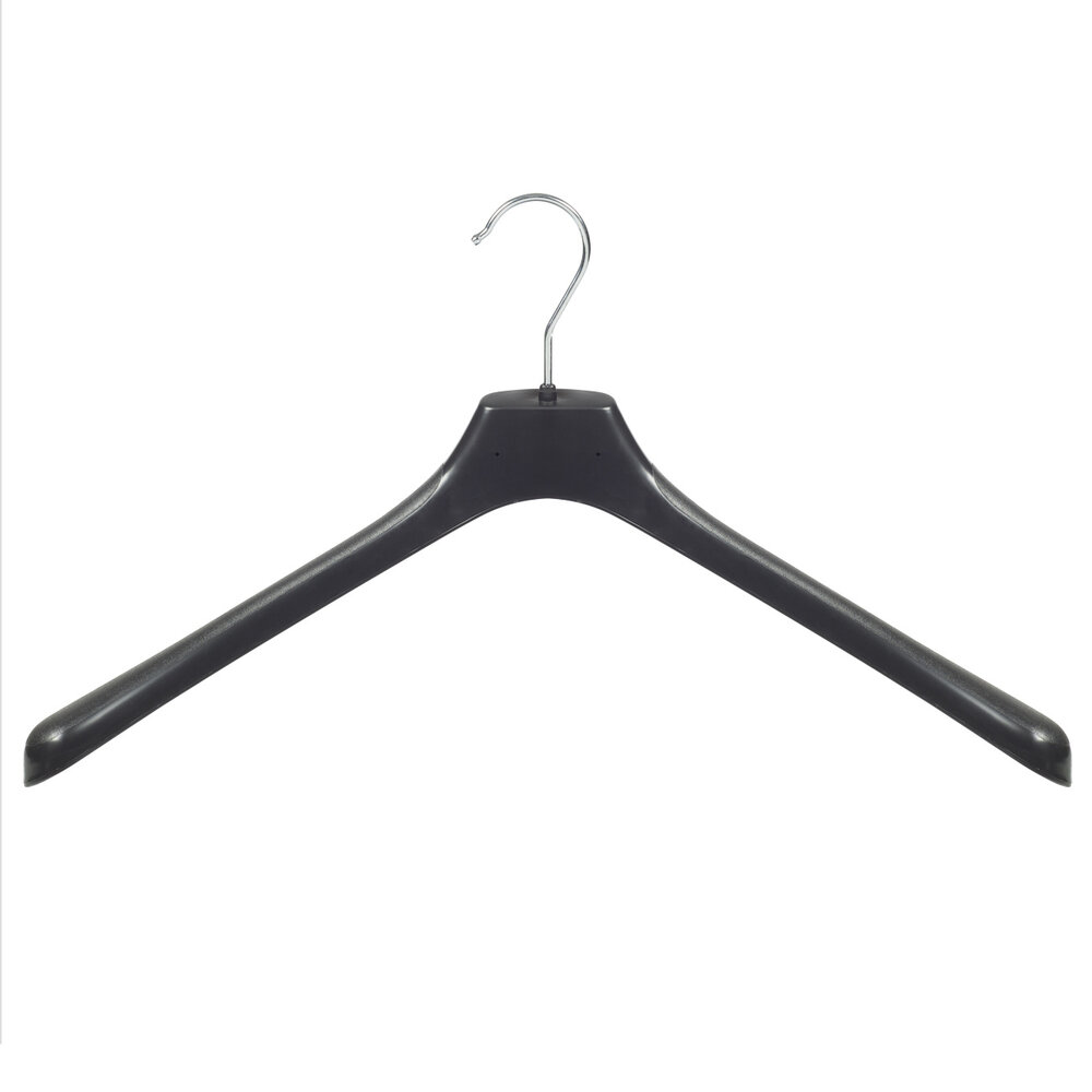 Mantelhanger - Kostuumhanger - Jassenhanger - Volwassenen - LX50 - 10 Stuks - Kunststof - Zwart - Gebogen Model - Schouderverbreding 4,2 cm - 50 cm - Kledinghanger - Kleerhanger - LX-Serie