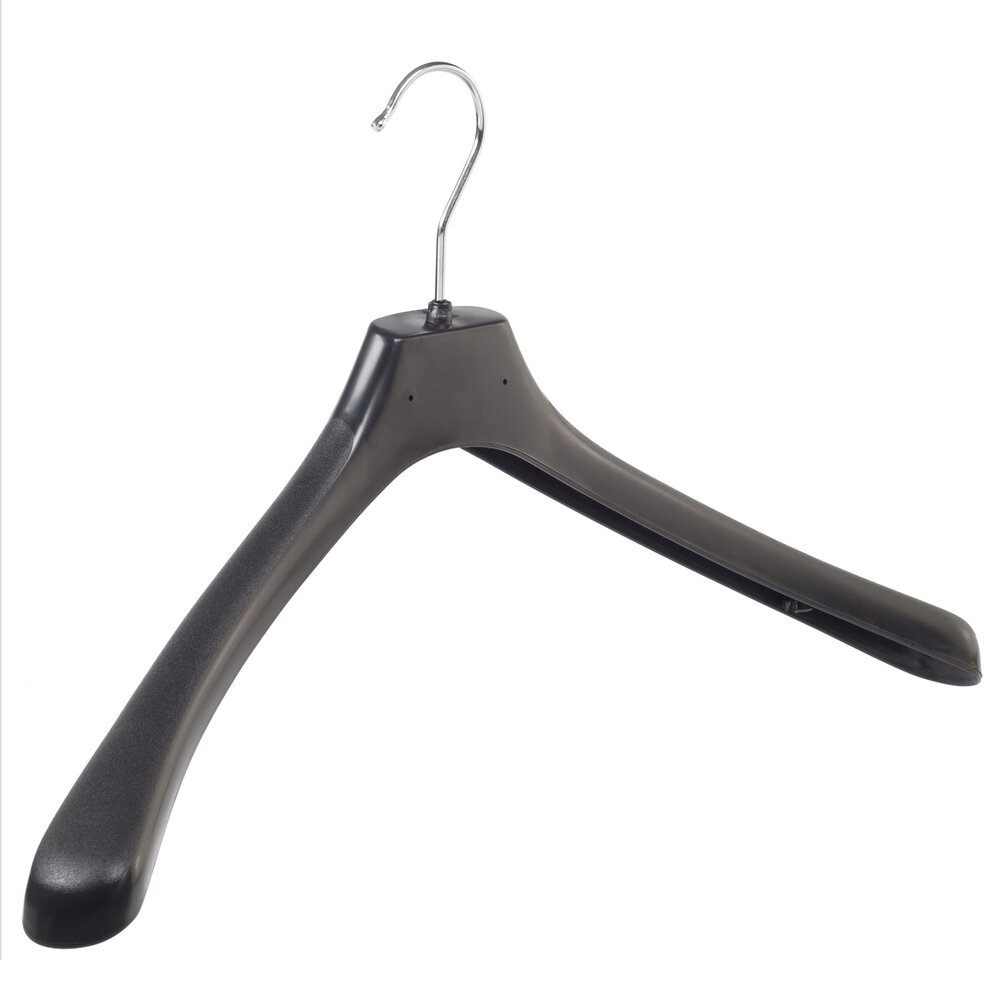 Mantelhanger - Kostuumhanger - Jassenhanger - Volwassenen - LX50 - 20 Stuks - Kunststof - Zwart - Gebogen Model - Schouderverbreding 4,2 cm - 50 cm - Kledinghanger - Kleerhanger - LX-Serie