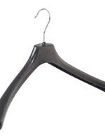 Mantelhanger - Kostuumhanger - Jassenhanger - Volwassenen - LX50 - 20 Stuks - Kunststof - Zwart - Gebogen Model - Schouderverbreding 4,2 cm - 50 cm - Kledinghanger - Kleerhanger - LX-Serie