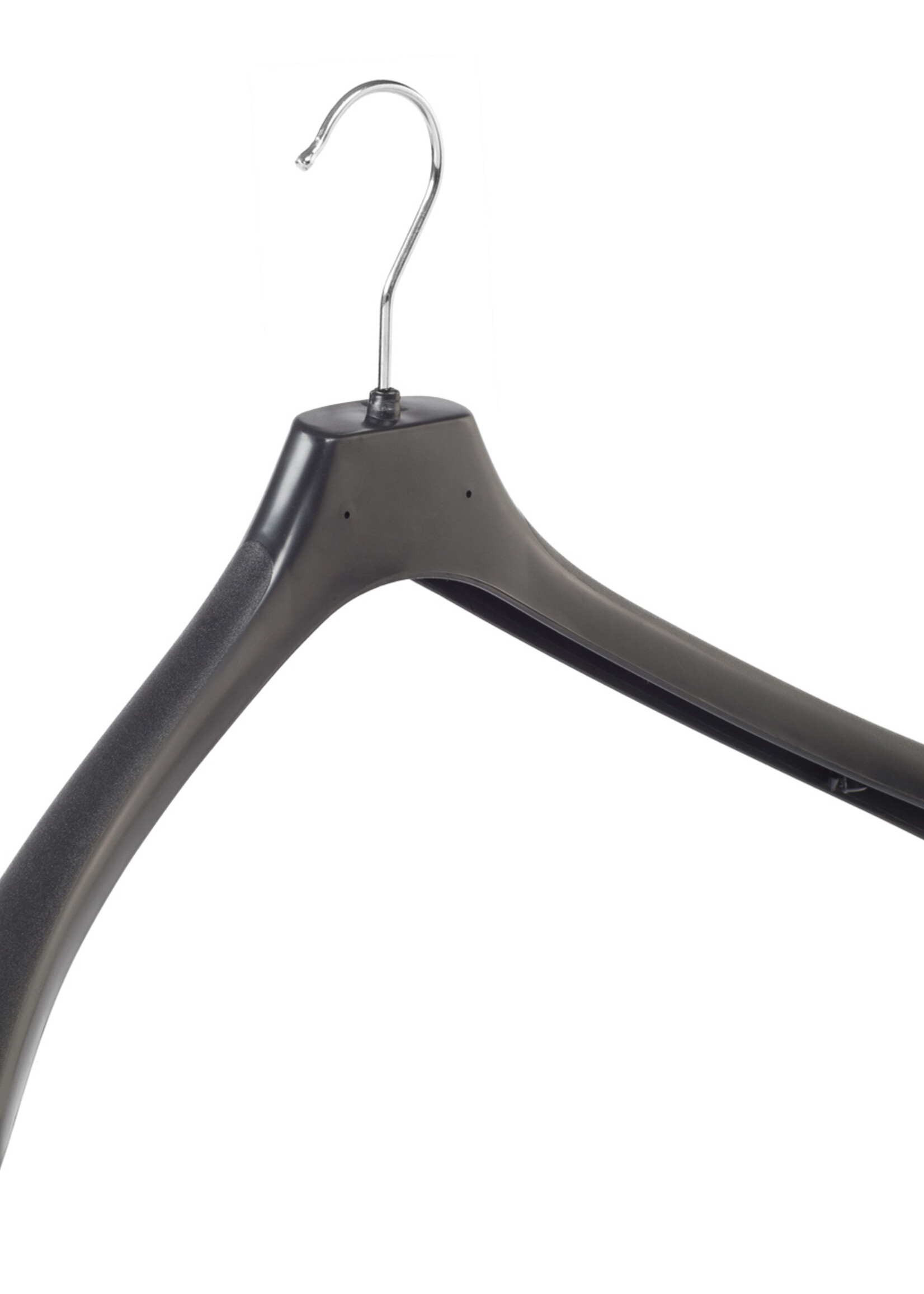 Mantelhanger - Kostuumhanger - Jassenhanger - Volwassenen - LX50 - 20 Stuks - Kunststof - Zwart - Gebogen Model - Schouderverbreding 4,2 cm - 50 cm - Kledinghanger - Kleerhanger - LX-Serie