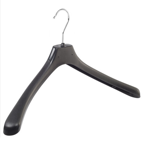 Mantelhanger - Kostuumhanger - Jassenhanger - Volwassenen - LX50 - 40 Stuks - Kunststof - Zwart - Gebogen Model - Schouderverbreding 4,2 cm - 50 cm - Kledinghanger - Kleerhanger - LX-Serie