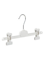 Knijperhanger - Kinderen - PGP30 - 10 Stuks - Kunststof - Wit - Verschuifbare Anti-slip knijpers - 30 cm - Rokhanger - Broekhanger - Pantalonhanger - Kinderhanger - PGP-Serie