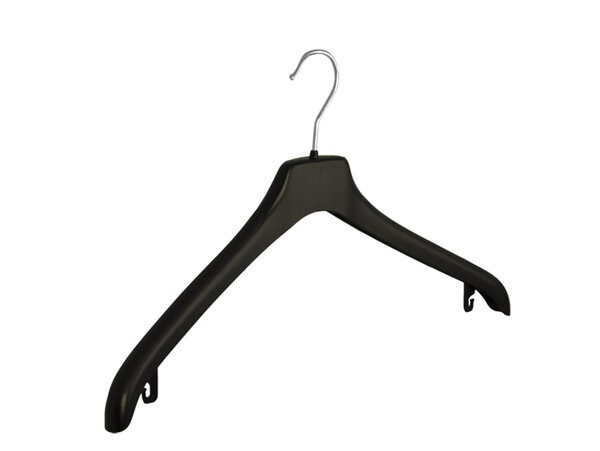 Mantelhanger - Kostuumhanger - Jassenhanger - Volwassenen - NF44 - 10 Stuks - Kunststof - Zwart - Gebogen Model - Anti-Slip - Schouderverbreding 2 cm - 44 cm - Kledinghanger - Kleerhanger - NF-Serie
