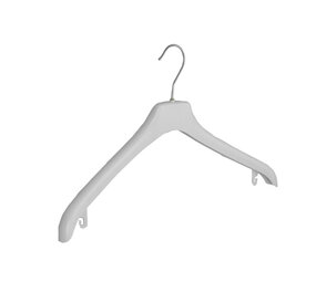 Mantelhanger - Kostuumhanger - Jassenhanger - Volwassenen - NF44 - 10 Stuks - Kunststof - Wit - Gebogen Model - Schouderverbreding 2 cm - 44 cm - Kledinghanger - Kleerhanger - NF-Serie