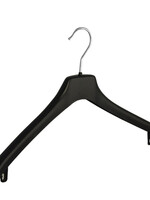 Mantelhanger - Kostuumhanger - Jassenhanger - Volwassenen - NF44 - 20 Stuks - Kunststof - Zwart - Gebogen Model - Schouderverbreding 2 cm - 44 cm - Kledinghanger - Kleerhanger - NF-Serie
