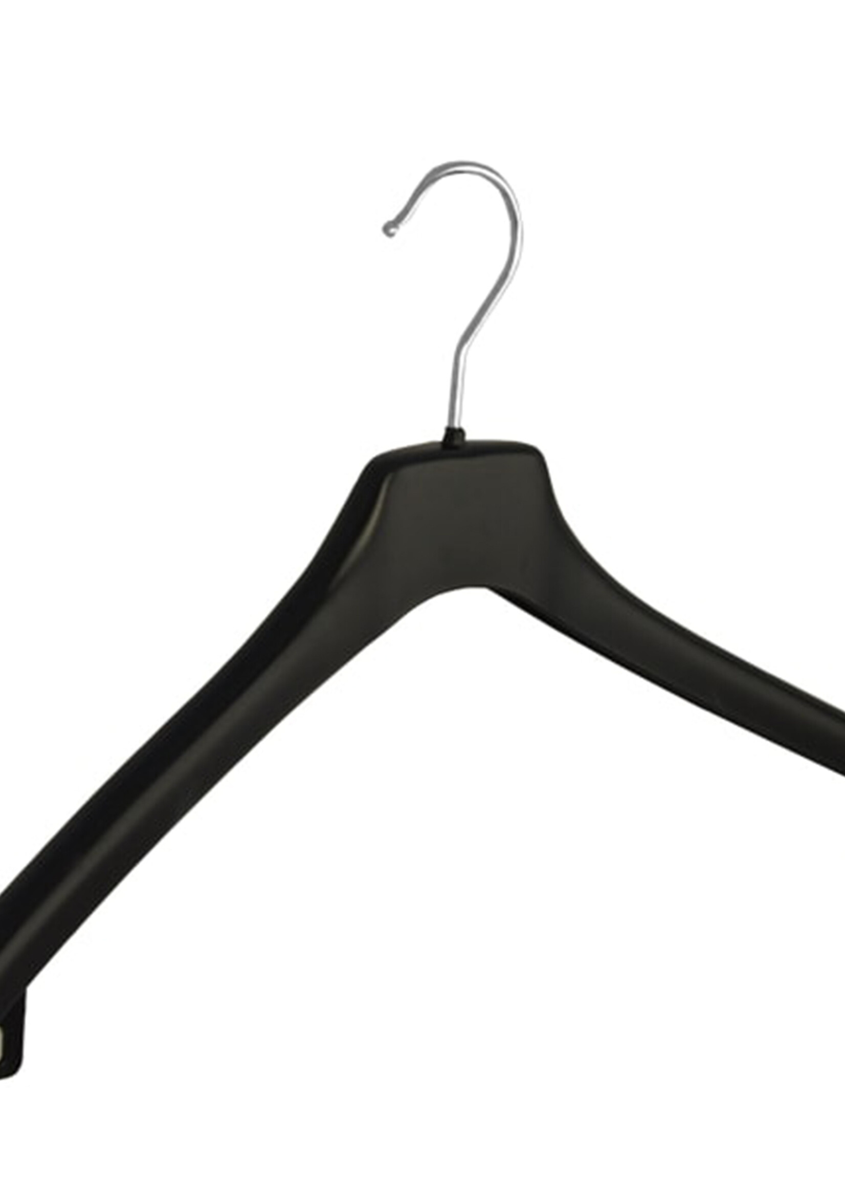 Mantelhanger - Kostuumhanger - Jassenhanger - Volwassenen - NF44 - 20 Stuks - Kunststof - Zwart - Gebogen Model - Schouderverbreding 2 cm - 44 cm - Kledinghanger - Kleerhanger - NF-Serie