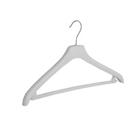 Mantelhanger - Kostuumhanger - Jassenhanger - Volwassenen - NF44 - 10 Stuks - Kunststof - Wit - Gebogen Model - Schouderverbreding 2 cm - Broeklat - 44 cm - Kledinghanger - Kleerhanger - NF-Serie