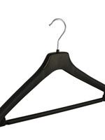 Mantelhanger - Kostuumhanger - Jassenhanger - Volwassenen - NF44 - 40 Stuks - Kunststof - Zwart - Gebogen Model - Schouderverbreding 2 cm - Broeklat - 44 cm - Kledinghanger - Kleerhanger - NF-Serie