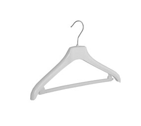 Mantelhanger - Kostuumhanger - Jassenhanger - Volwassenen - NF38 - 50 Stuks - Kunststof - Wit - Gebogen Model - Schouderverbreding 2 cm - Broeklat - 38 cm - Kledinghanger - Kleerhanger - NF-Serie