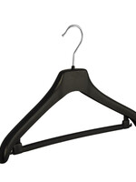 Mantelhanger - Kostuumhanger - Jassenhanger - Volwassenen - NF38 - 20 Stuks - Kunststof - Zwart - Gebogen Model - Schouderverbreding 2 cm - Broeklat - 38 cm - Kledinghanger - Kleerhanger - NF-Serie