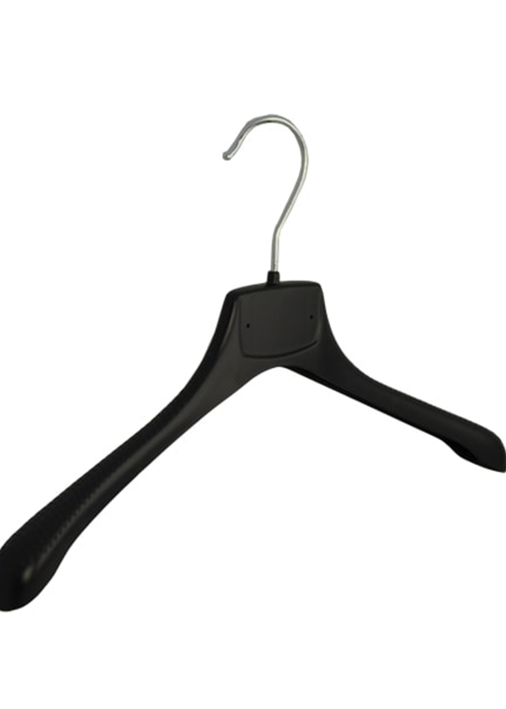 Mantelhanger - Kostuumhanger - Jassenhanger - Volwassenen - MR38 - 30 Stuks - Kunststof - Zwart - Gebogen Model - Schouderverbreding 2,5 cm - 38 cm - Kledinghanger - Kleerhanger - MR-Serie