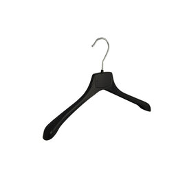 Mantelhanger - Kostuumhanger - Jassenhanger - Volwassenen - MR38 - 50 Stuks - Kunststof - Zwart - Gebogen Model - Schouderverbreding 2,5 cm - 38 cm - Kledinghanger - Kleerhanger - MR-Serie