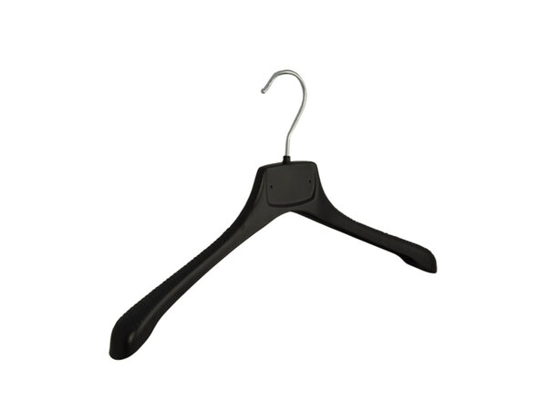 Mantelhanger - Kostuumhanger - Jassenhanger - Volwassenen - MR40 - 40 Stuks - Kunststof - Zwart - Gebogen Model - Schouderverbreding 2,5 cm - 40 cm - Kledinghanger - Kleerhanger - MR-Serie