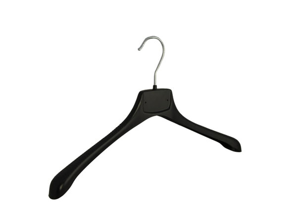 Mantelhanger - Kostuumhanger - Jassenhanger - Volwassenen - MR42 - 20 Stuks - Kunststof - Zwart - Gebogen Model - Schouderverbreding 2,5 cm - 42 cm - Kledinghanger - Kleerhanger - MR-Serie