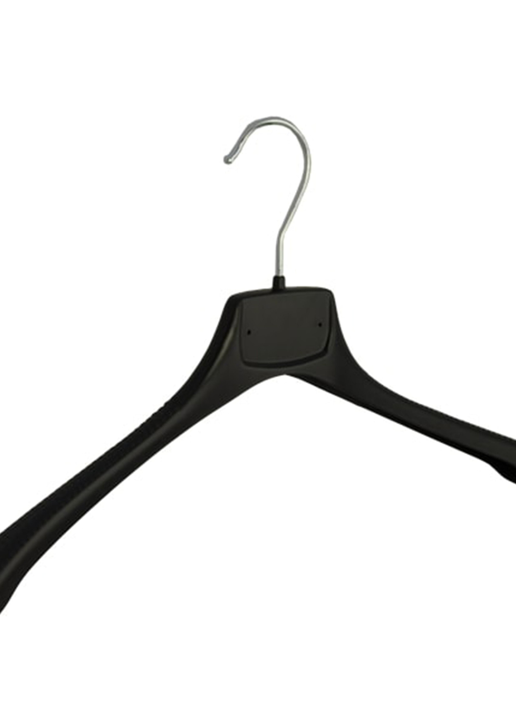Mantelhanger - Kostuumhanger - Jassenhanger - Volwassenen - MR42 - 50 Stuks - Kunststof - Zwart - Gebogen Model - Schouderverbreding 2,5 cm - 42 cm - Kledinghanger - Kleerhanger - MR-Serie