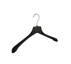 Mantelhanger - Kostuumhanger - Jassenhanger - Volwassenen - MR42 - 50 Stuks - Kunststof - Zwart - Gebogen Model - Schouderverbreding 2,5 cm - 42 cm - Kledinghanger - Kleerhanger - MR-Serie
