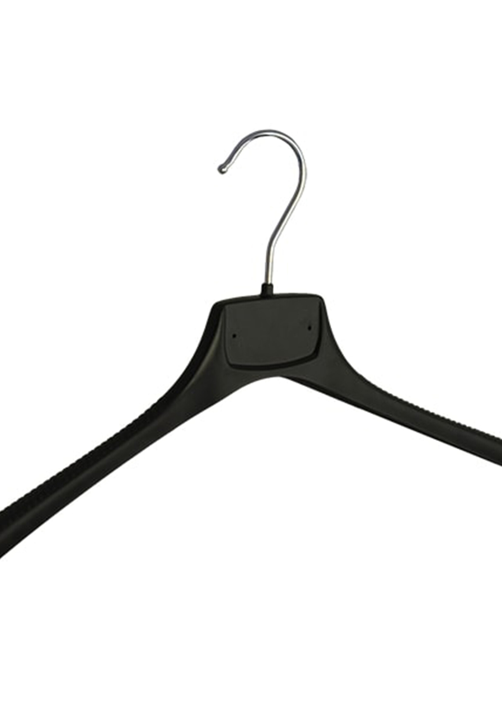 Mantelhanger - Kostuumhanger - Jassenhanger - Volwassenen - MR45 - 10 Stuks - Kunststof - Zwart - Gebogen Model - Schouderverbreding 2,5 cm - 45 cm - Kledinghanger - Kleerhanger - MR-Serie