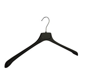 Mantelhanger - Kostuumhanger - Jassenhanger - Volwassenen - MR50 - 20 Stuks - Kunststof - Zwart - Gebogen Model - Schouderverbreding 2,5 cm - 50 cm - Kledinghanger - Kleerhanger - MR-Serie